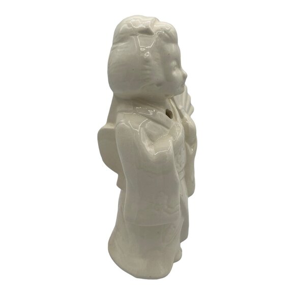 Vintage Benihana of Tokyo Geisha Girl Holding Fan Ceramic Tiki Mug Cream White - Picture 2 of 15